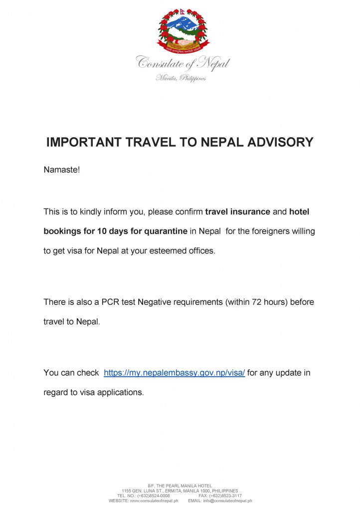 travel advisory to nepal